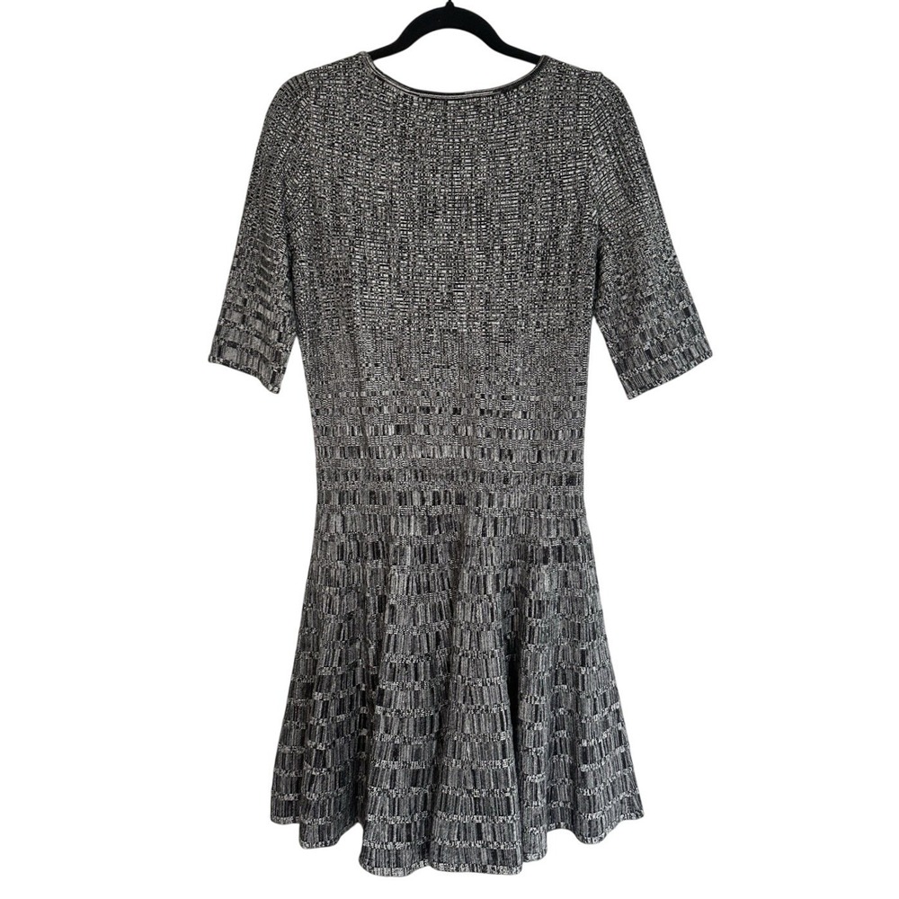 Ivanka Trump Knit Sweater Dress M Fit Flare Circle Marled Gray Black Knee Length - Picture 5 of 12